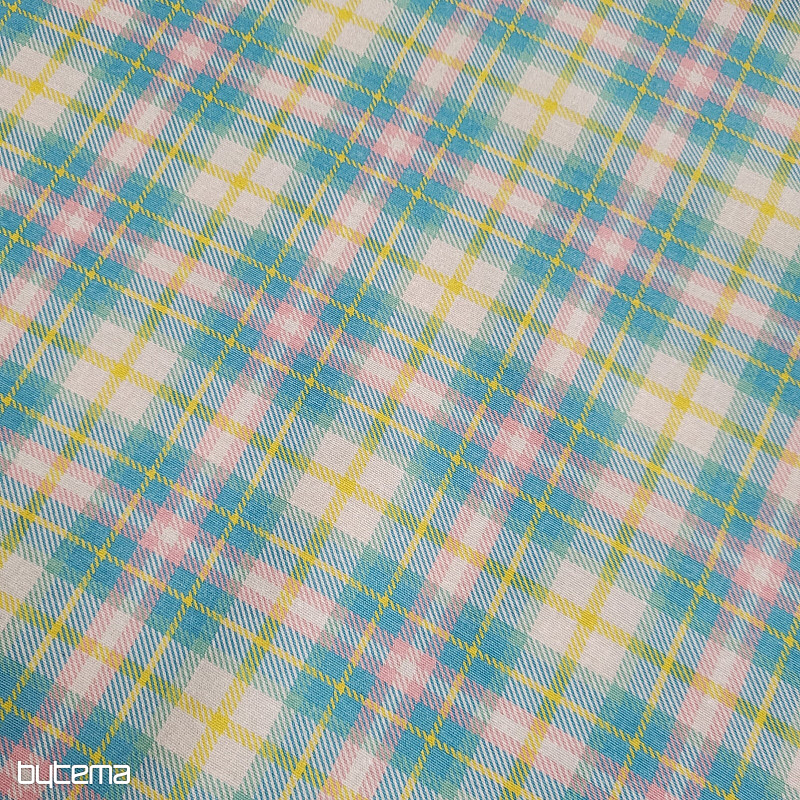 Dekorační látka DEMER ZELENO RŮŽOVÝ