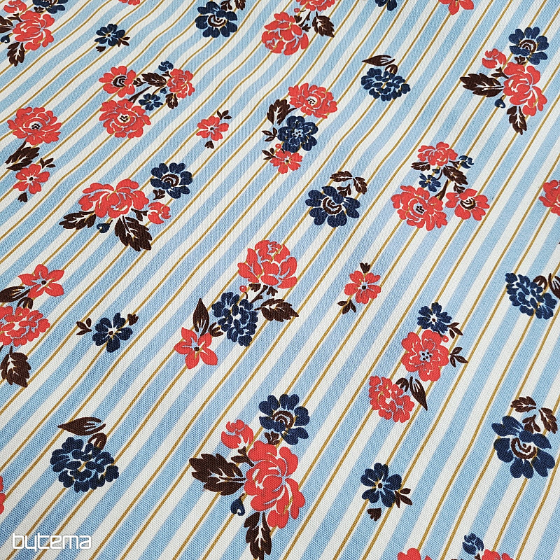 Bavlněná látka MODRÝ PRUH RIMCHA