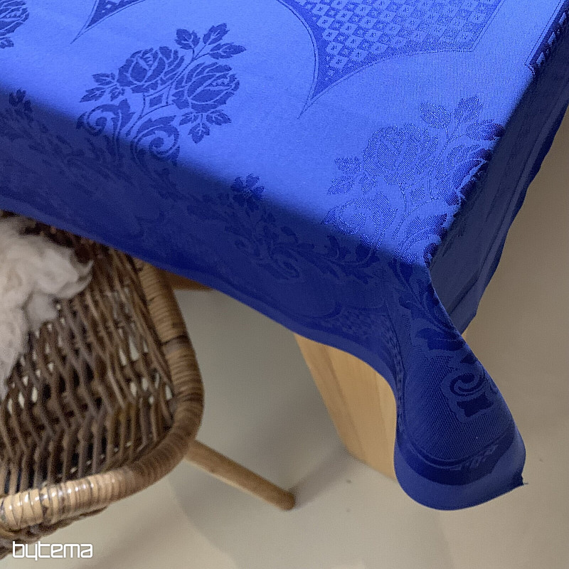 Ubrus DAMAŠEK tm. modrý 140 x 220