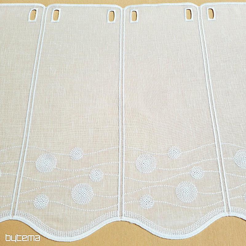 Záclona na vitrážku GERSTER 11857 kolečka bílá