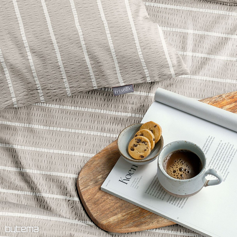 IRISETTE luxusní jemný krep EASY 8548-80 Pruhy béžové