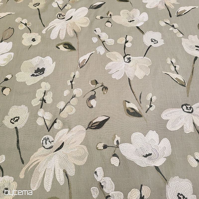 Dekorační látka RICAMATO VÝŠIVKA se lnem