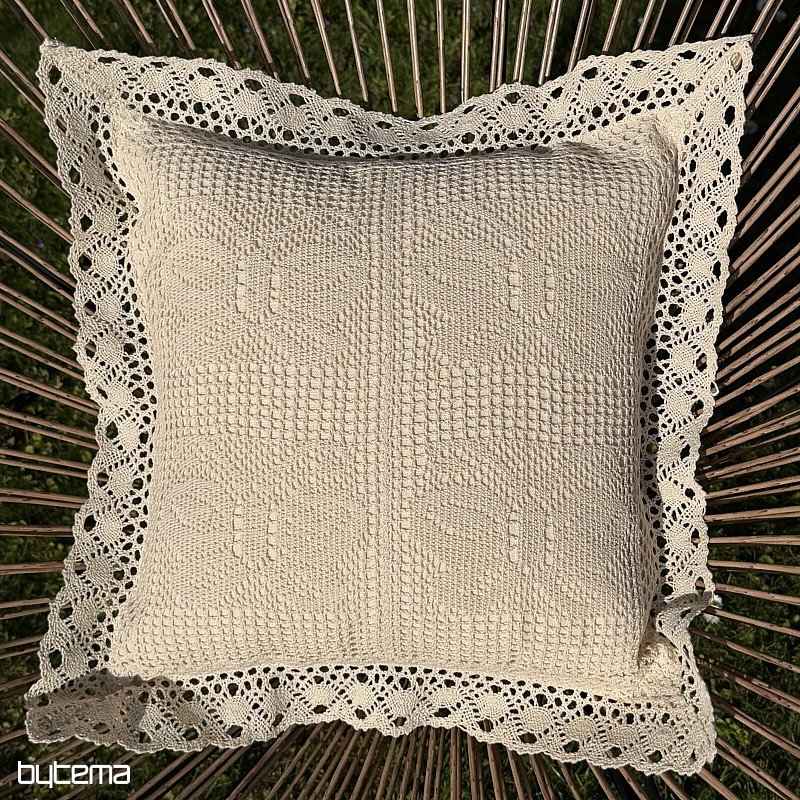 Dekorační povlak na polštář KRAJKA MOTÝL béžový