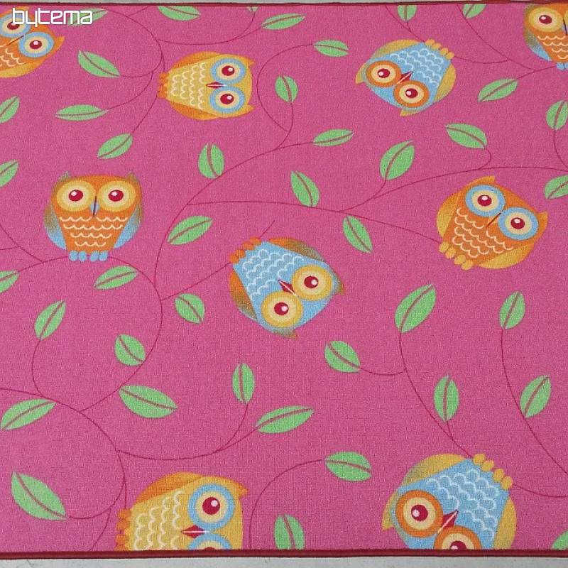 Koberec pro holky SOVY - Happy owl růžový