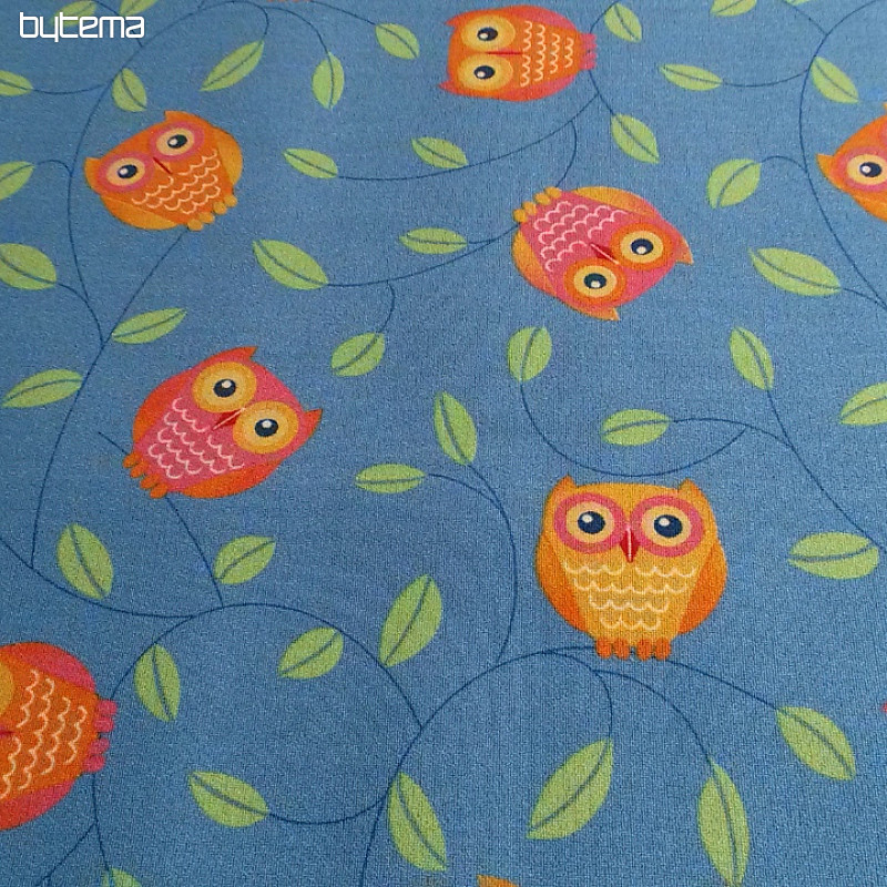 Dětský koberec v metráži SOVY happy owl modré