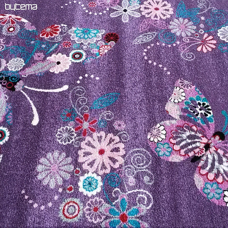 Dětský koberec BELLA Motýlci fialový