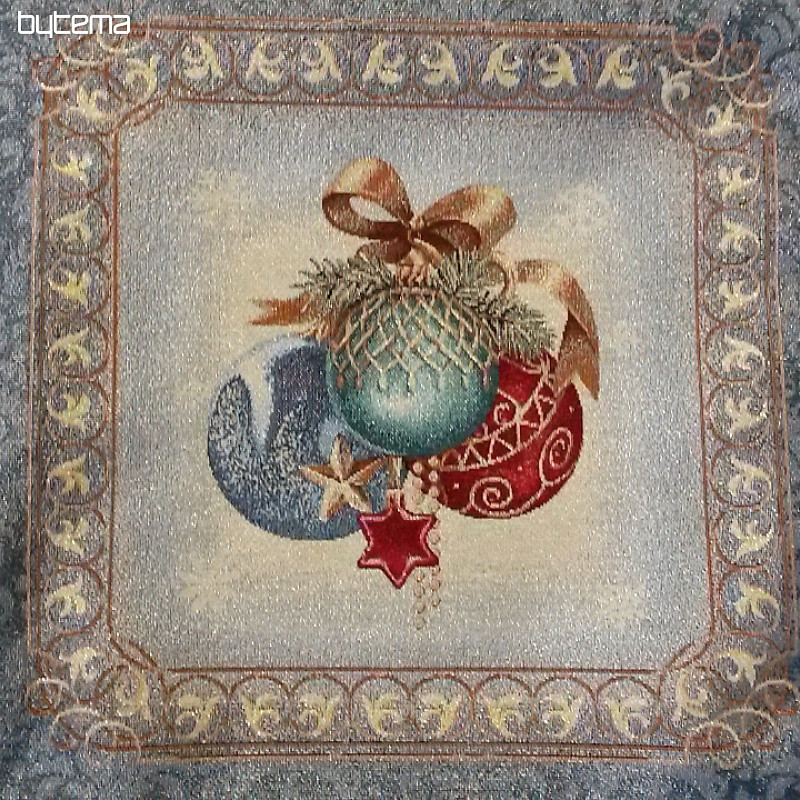 Povlak na vánoční dekorační polštář VÁNOČNÍ BAŇKY modré