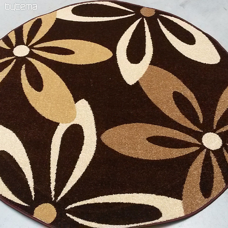 Kulatý koberec KARMEL květy hnědé