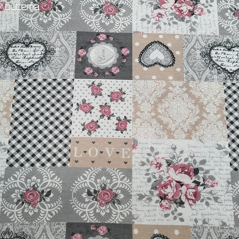 Dekorační látka LIA šedá patchwork