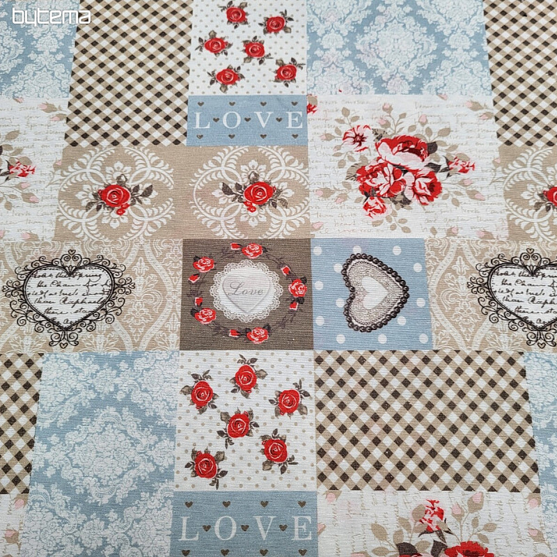 Dekorační látka LIA béžová patchwork