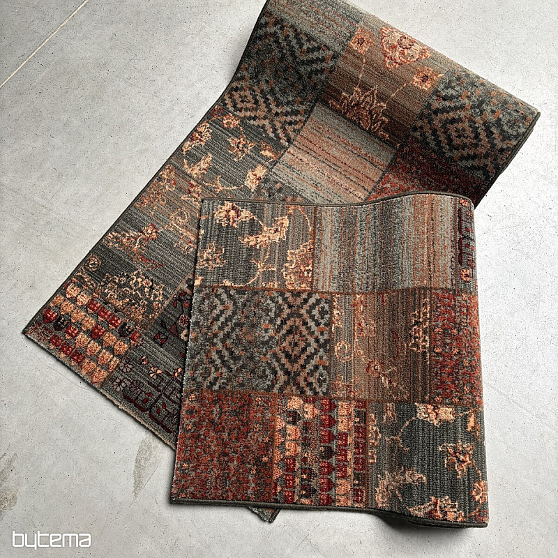 Luxusní vlněný běhoun ROYAL PATCHWORK green