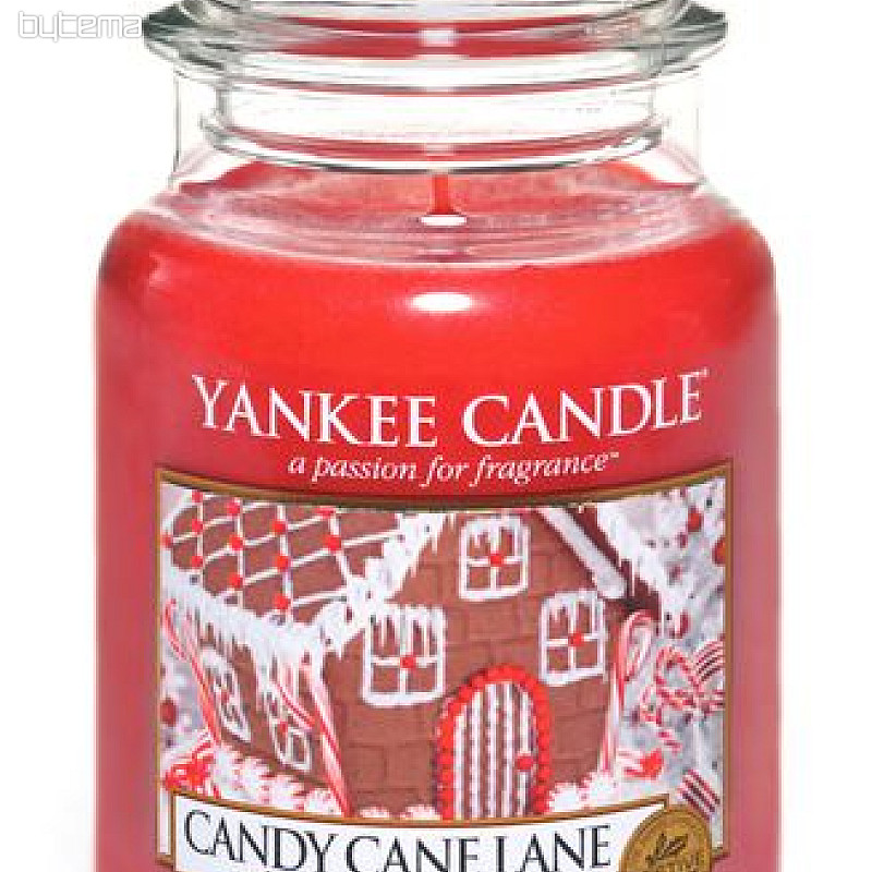 svíčka YANKEE CANDLE vůně CANDY CANE LANE - cestička z lízátek