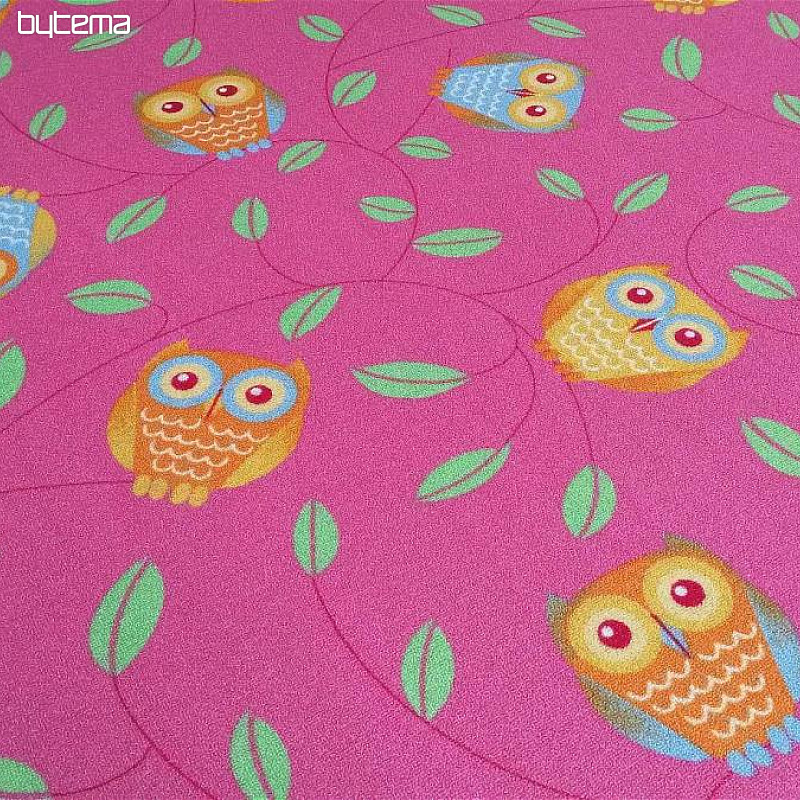 Dětský koberec v metráži SOVY happy owl růžové