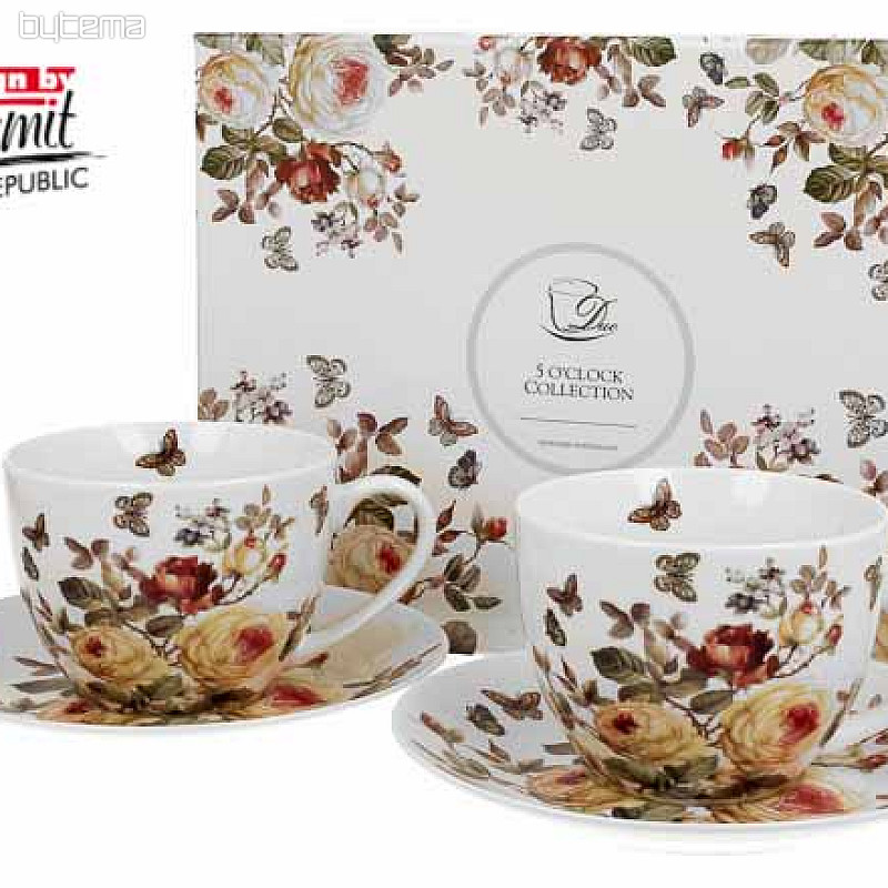 Porcelánové hrnky na espresso set RŮŽE