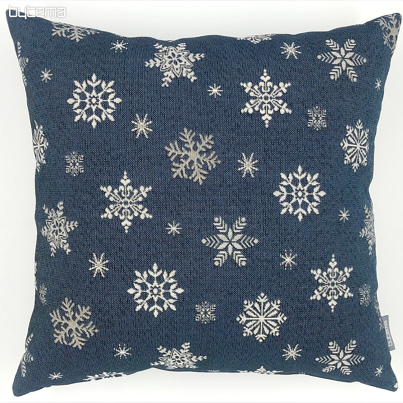 Povlak na vánoční dekorační polštář Modrá vločka