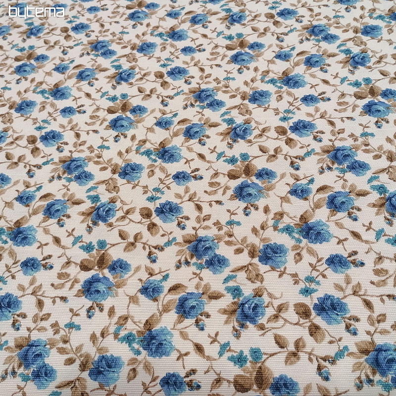 dekorační látka LAURA - květy malé modré