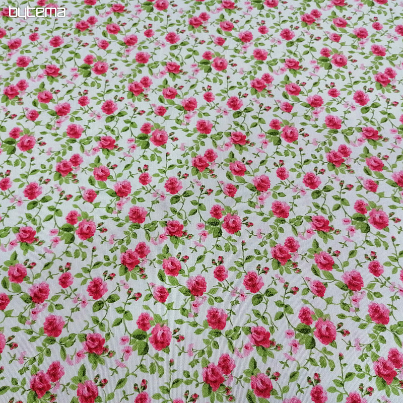 dekorační látka LAURA - květy malé růžové