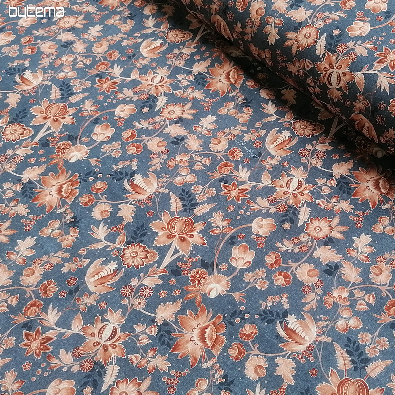 Bavlněná látka VARANASI KALAMKARI modrá