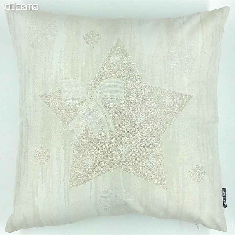 Povlak na vánoční dekorační polštář STAR natur silver