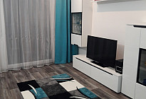 Moderní obývací pokoj s tyrkysové kombinaci