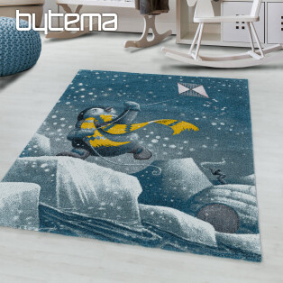 Luxusní dětský kusový koberec FUNNY tučňák modrý