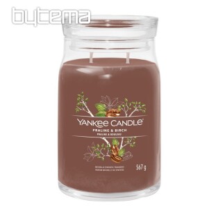 svíčka YANKEE CANDLE vůně PRALINE a BIRCH SKLO VELKÉ 2 knoty