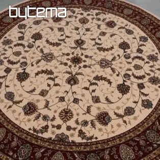 Vlněný kulatý koberec ORIENT krémový, bordo lem