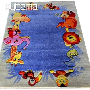 Dětský koberec KIDS SAFARI krém-modrý