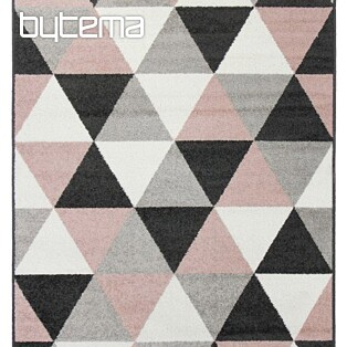 Kusový koberec LOTTO trojúhelníky černá/růžová