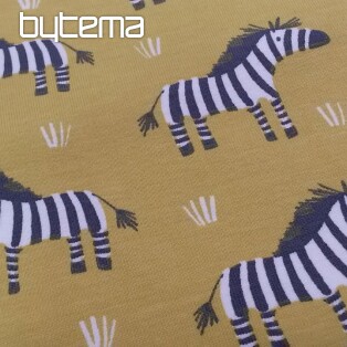 Bavlněný úplet ZEBRA žluto-zelený