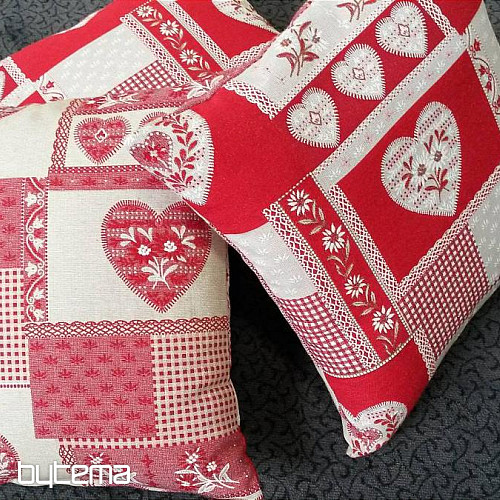 Dekorační polštář gobelín SRDCE PATCHWORK  červený