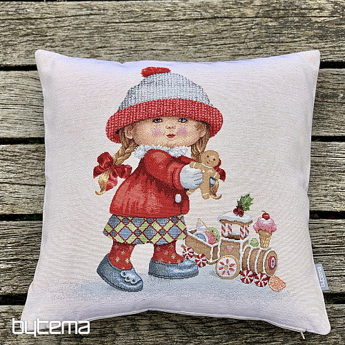 Vánoční gobelínový povlak HOLČIČKA S HRAČKOU