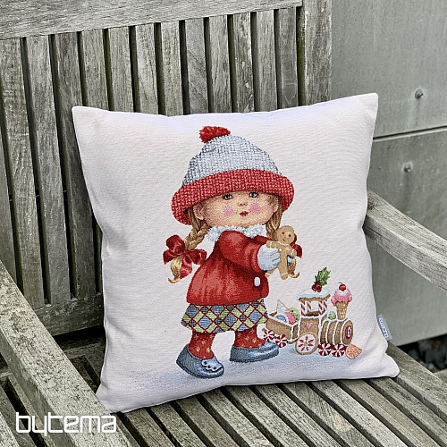 Vánoční gobelínový povlak HOLČIČKA S HRAČKOU