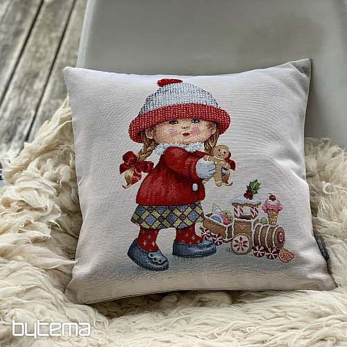 Vánoční gobelínový povlak HOLČIČKA S HRAČKOU