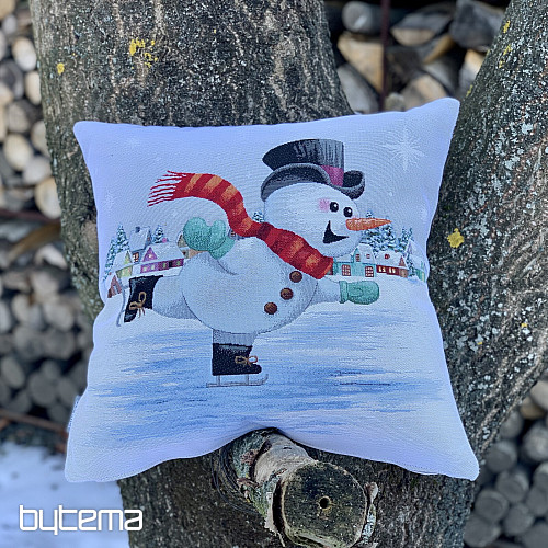 Vánoční gobelínový povlak SNĚHULÁK NA BRUSLÍCH