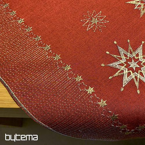 Vyšívaný vánoční ubrus tmavě červený 1