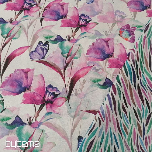 Dekorační látka Izaro fialovo-tyrkysové