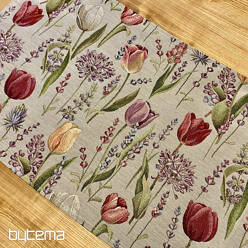 Gobelínový ubrus, šál Jaro-tulipány