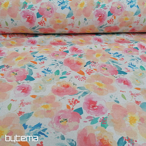 Dekorační látka Květy pastelové