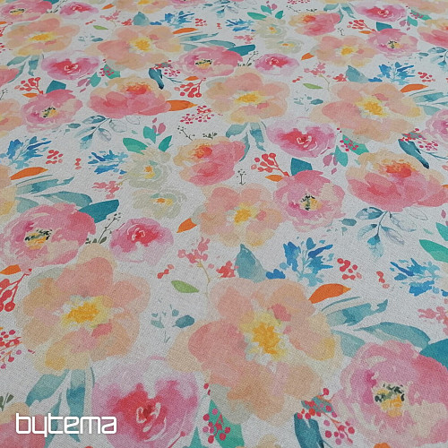 Dekorační látka Květy pastelové