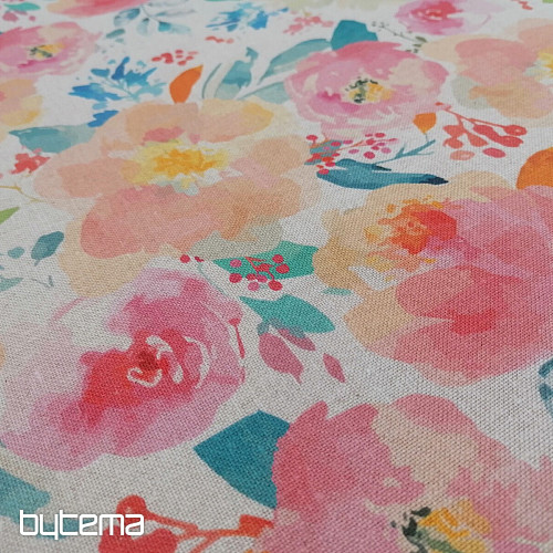 Dekorační látka Květy pastelové