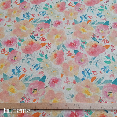 Dekorační látka Květy pastelové