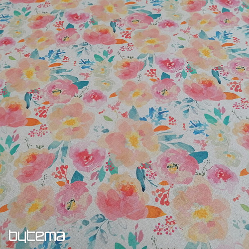 Dekorační látka Květy pastelové