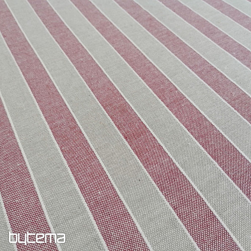 Dekorační látka Trebol pruhy - bordó 2 cm 65