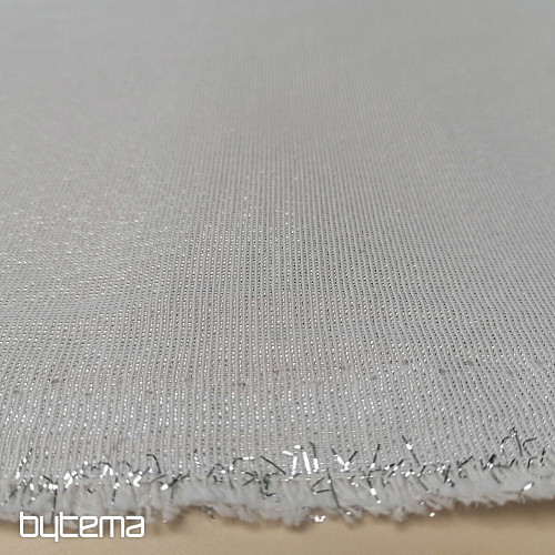 Vánoční dekorační látka Santa s lurexem bílo-stříbrná