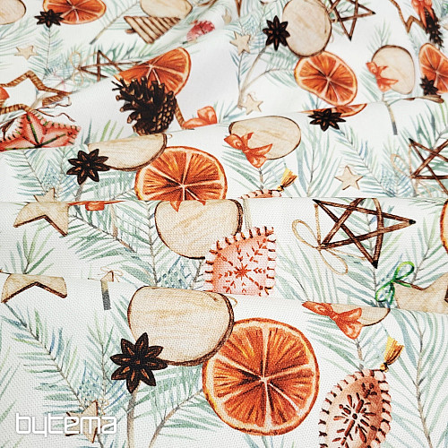 Vánoční dekorační látka Sušené pomeranče