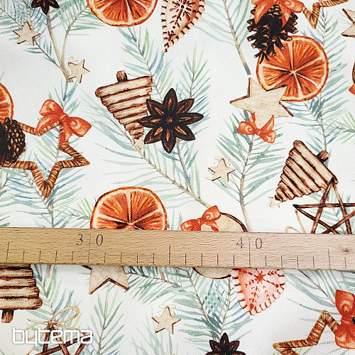 Vánoční dekorační látka Sušené pomeranče