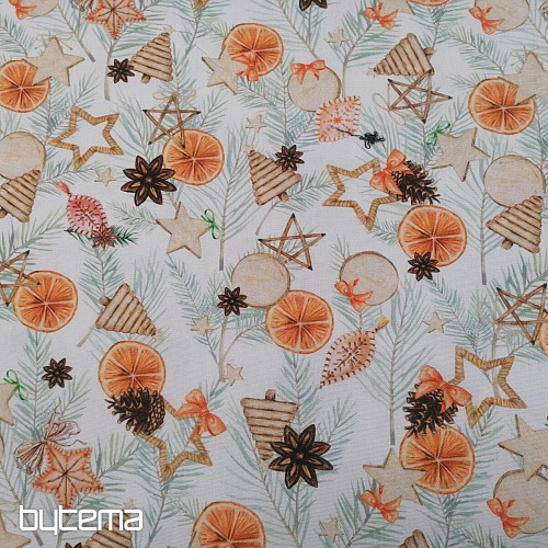 Vánoční dekorační látka Sušené pomeranče