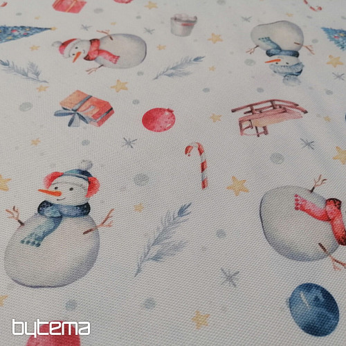 Vánoční dekorační látka SNĚHULÁCI