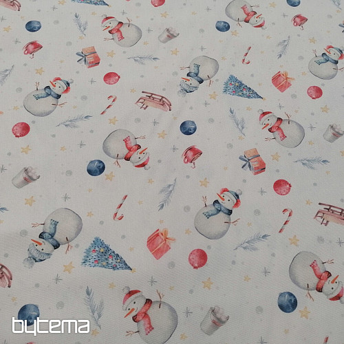 Vánoční dekorační látka SNĚHULÁCI